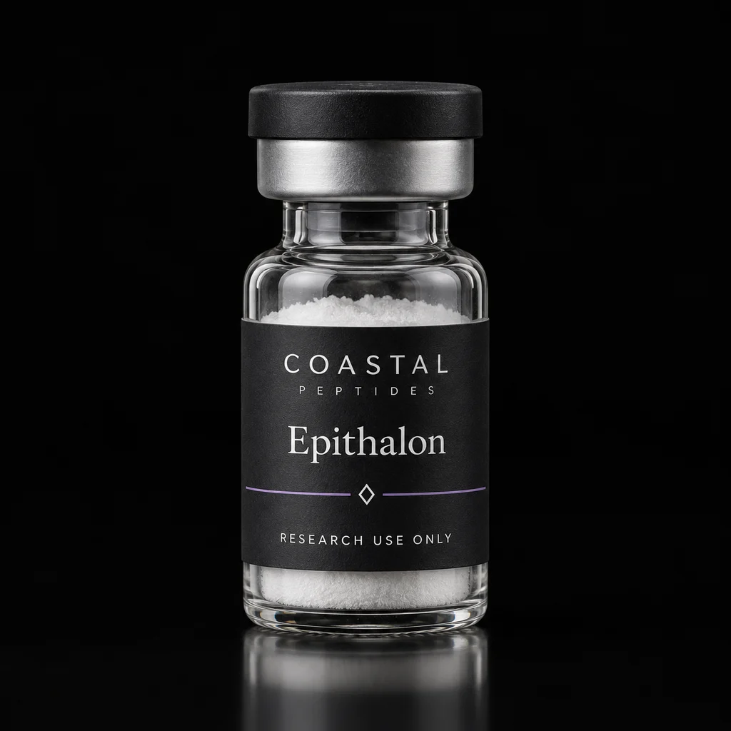 Epithalon vial packaging concept; sold as a 10-vial pack