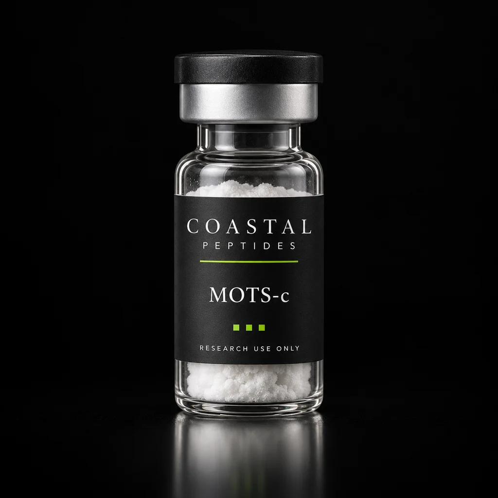 MOTS-c vial packaging concept; sold as a 10-vial pack